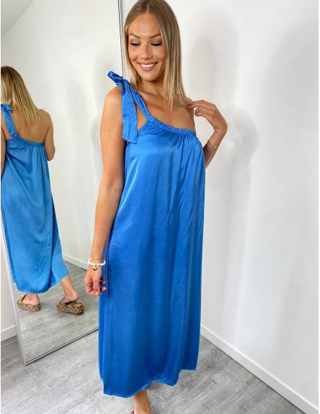 Robe satin bleu