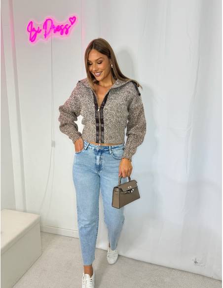 Gilet bi-matière brown