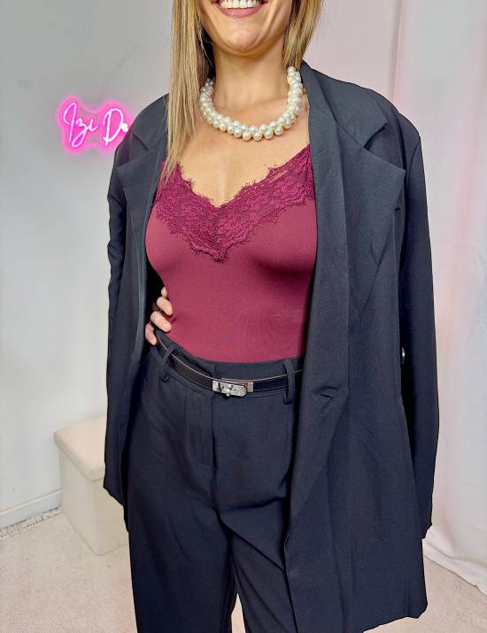 Body dentelle bordeaux