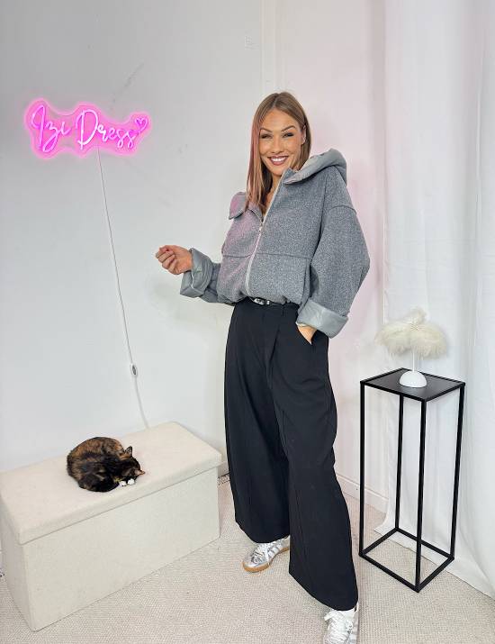 Veste bi-matière grise