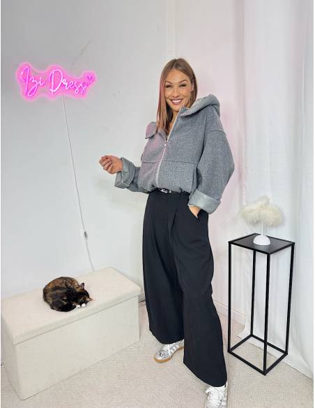 Veste bi matière grise