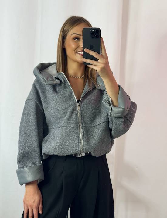 Veste bi matière grise