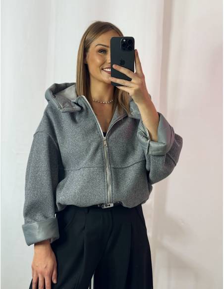 Veste bi matière grise