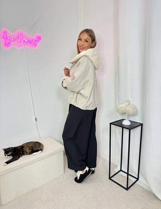 Veste bi-matière beige