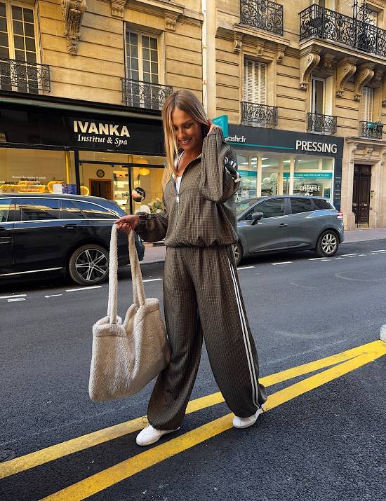 Ensemble carreaux kaki