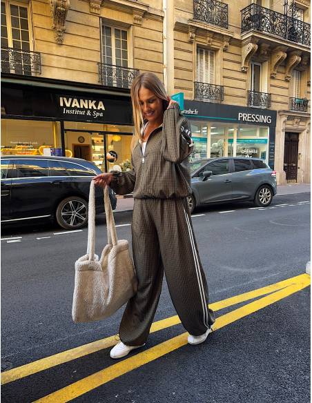 Ensemble carreaux kaki