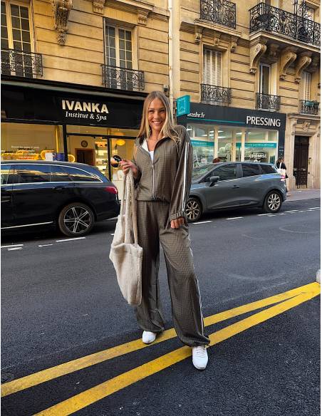 Ensemble carreaux kaki