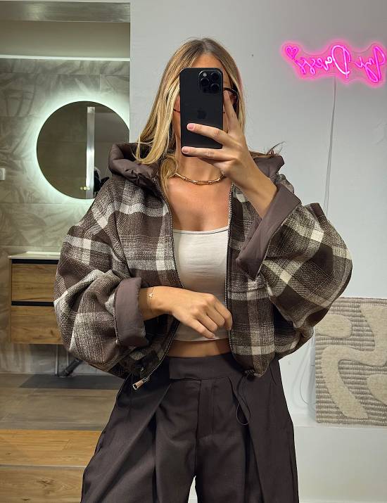 Veste bi matiere Brown