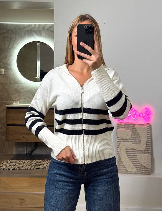 Gilet Zip marinière