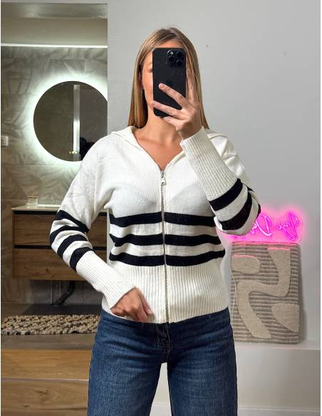 Gilet Zip marinière